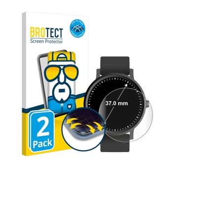 BROTECT - Screenprotector voor Horloges (Rond, ø: 37 mm) - Folie Beschermfolie transparant volledig dekking - 2 Stuks