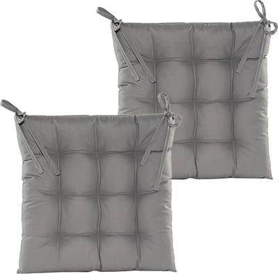 Anna's collection Stoelkussen gewatteerd - 2x - grijs - 38 x 38 cm - binnen/buiten