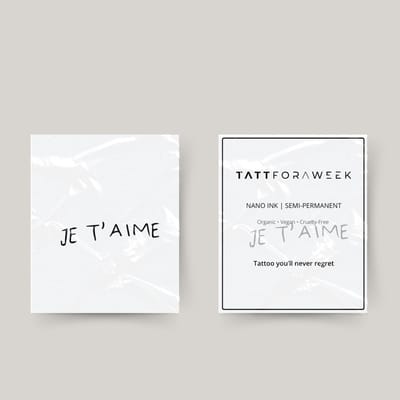 Tijdelijke tattoo je t'aime | Neptattoo volwassenen | Tijdelijke tattoo voor volwassenen | Temporary tattoo | Plaktattoos voor volwassenen | Neptattoos | Probeer zorgeloos een tattoo | tattforaweek
