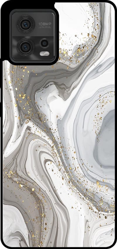 Smartphonica Telefoonhoesje Geschikt voor Motorola Moto G72 met marmer opdruk - TPU backcover case marble design - Zilver geschikt voor Motorola Moto G72