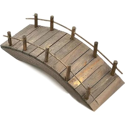 1:12 Poppenhuis Mini Houten Boogbrug met Balustrades Miniatures Sprookjestuin Miniature Ambacht gray
