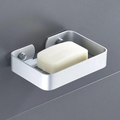 Zeepbakje Opslaghouder Zwart Aluminium Badkamer Zeephouder Douche Wandmontage Decoratieve Zeepbakjes Box Mand Vierkant grijs