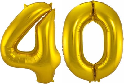 Ballon Cijfer 40 Jaar Goud Helium Ballonnen Verjaardag Versiering Cijfer Ballon Feest Versiering Met Rietje - 86Cm