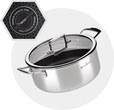 Rosmarino HexaPRO Kookpan - Braadpan - Braadpan Inductie - Hapjespan Inductie - Braadpannen - Hapjespan 24 cm met Deksel - Geschikt voor alle warmtebronnen