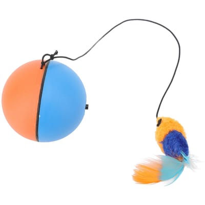 Kat Automatische Bewegende Bal met Pluche Veerhanger Intelligente Sensor Zelfroterend Kattenspeeltje Blauw gray