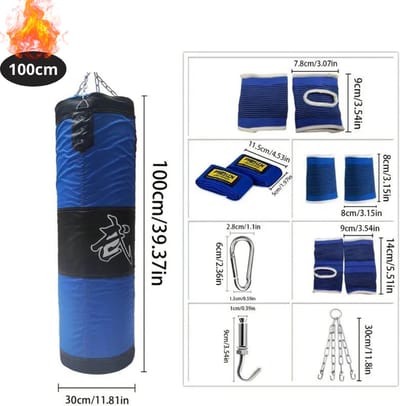 Nivard Bokszak - Bokspaal - Bokszak Ophangsysteem - Volwassenen - Kickboks Zak - Stootzak - Punching Bag - Boxzak - Sport - (Niet Gevuld) - 100 cm - Blauw