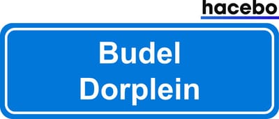 Hacebo - Plaatsnaam Sticker - 29x10 CM - Budel Dorplein sticker - Verkeersborden sticker - grappige cadeaus - Budel Dorplein