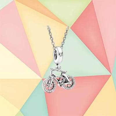 Nieuwe Hoge Kwaliteit Mode S925 Zilver Vrijheid Reis Fiets Bedel Ketting Vrouwelijke Sleutelbeenkettinkje DIY Originele Sieraden white