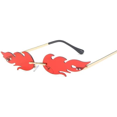 Stijlvolle Ovalen Vuurvlam Zonnebril Vrouw Metalen Randloos Zonnebril Vrouwelijk Klein Montuur Oceaan Spiegel Luxe Oculos Feminino Premium