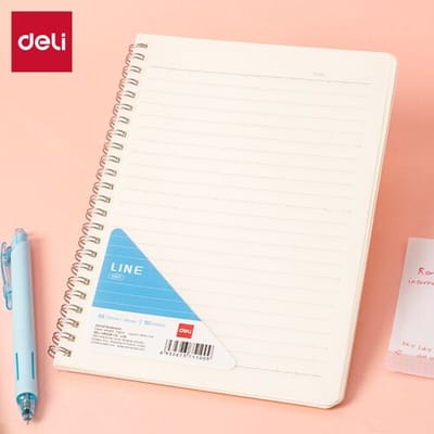 A5 spiraalnotitieboek met PP-omslag: 60 pagina’s 70gsm papier, 8-lijns indeling – perfect voor school en werk, 4-pack