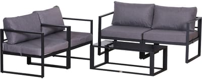 Balkonset 4 personen - Tuinset - Bistroset - Grijs - Weerbestendig - 4 delig - 4 stoelen - 4 personen - Aluminium