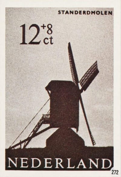 Briefkaart met afbeelding Standerdmolen postzegel