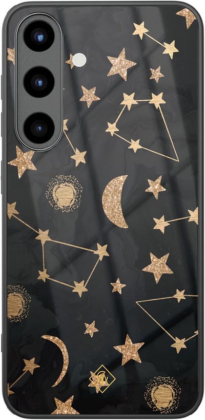 Casimoda® hoesje - Geschikt voor Samsung Galaxy S25 - Counting The Stars - Luxe Hard Case Zwart - Backcover telefoonhoesje - Zwart