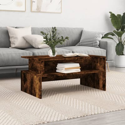 vidaXL - Salontafel - 90x55x42,5 - cm - bewerkt - hout - gerookt - eikenkleurig