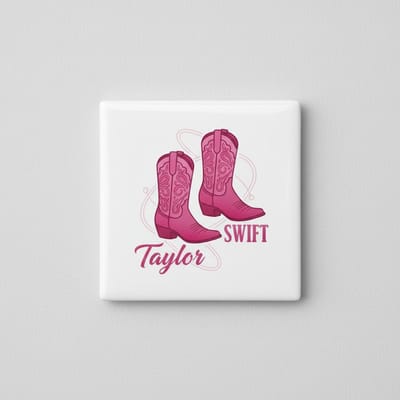 Roze Countrylaarzen Tegel 15×15 cm – Stijlvol Muziekliefhebbers Cadeau & Decoratieve Keramische Wandtegel