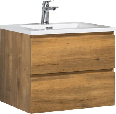 Badplaats Badkamermeubel Set Angela 60 cm – Eiken – Badmeubel met Wastafel