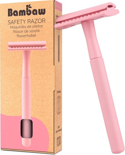 Bambaw Metalen Scheermes – Scheermesjes mannen vrouwen – Safety Razor Mannen – Safety Razor voor vrouwen – Voor Double Edge Mesjes - Roos