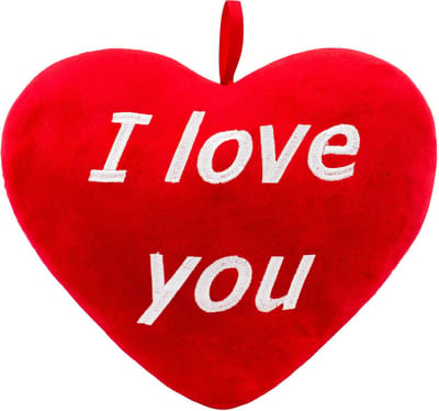 Brubaker Pluche kussen in hartvorm - I Love You - rood 32 cm - hartkussen geborduurd - Cadeau - Valentijn