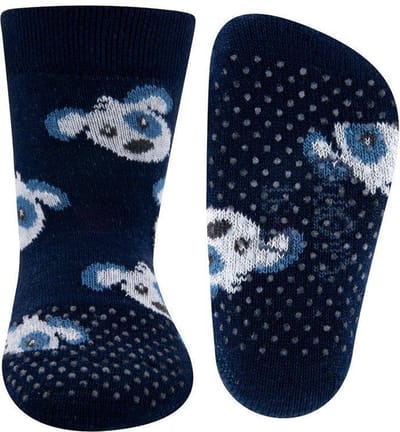 Antislipsokjes met nopjes - Donkerblauw met Hondenkoppen - 18/19