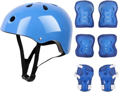 Kinder Helmbeschermingsset - Veiligheidsset Kinderen - Sportieve Activiteiten - Met Ventilatie - Set van 4 - Blauw