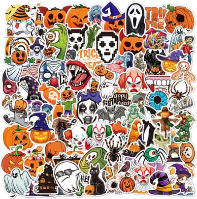 Rainbecom - Skate Stickers 100 Stuks - Halloween - VSCO Esthetische Stickers - Waterdicht - Anti-Zon- Versier je Spullen