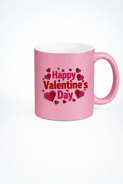 Roze Glitter Mok Happy Valentine's Day | Valentijnscadeau Liefde