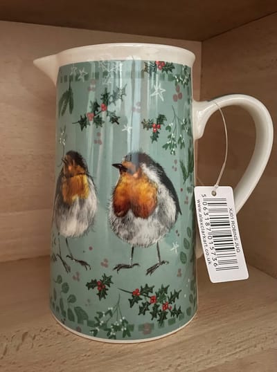 Alex Clark Kerst Melkkan Roodborstjes ~ Robins Jug