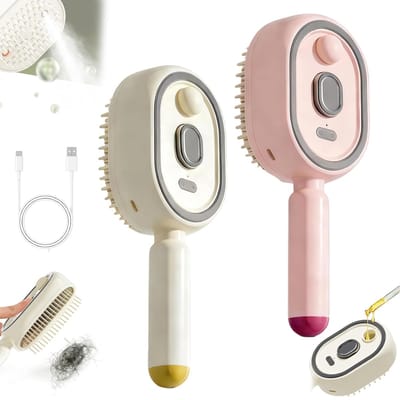 Elektrische Stoomborstel - 2 stuks - Luchtkussenkam - met Stoomfunctie - Oplaadbaar - Multifunctionele Stoom Haarborstel - Massageborstel tegen Pluizig Haar - voor Krullend, Droog en Klitterig Haar - met oplaadkabel - Cadeau voor Vrouwen，Meisjes