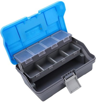 Dailygoods- Opbergdoos Drie Lagen - Vistuig Opbergdoos - Visaccessoires Opbergtas - 32x15x20 Cm - Dustbestendig Gaas - Elastische Rubberring