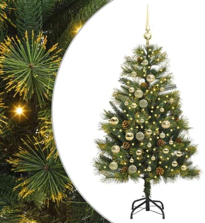 vidaXL - Kunstmatige - Scharnierende - Kerstboom - met - Kegels - Groen - 120 - cm