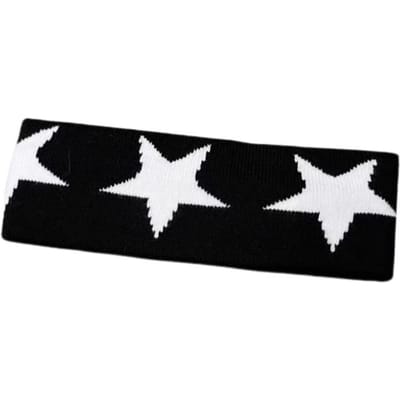 Bandeau Large Tricoté Étoile à Cinq Branches, Bandeau de Sport Hip-Hop Unisexe, Accessoire de Cheveux Polyvalent Style Street