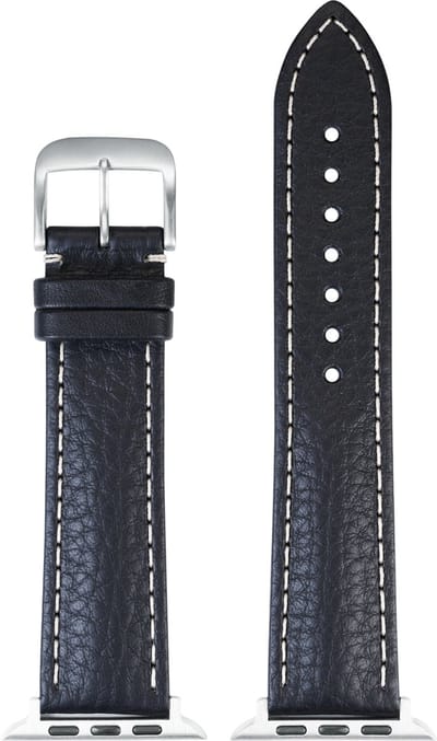 EULIT leer horlogeband geschikt voor Apple Watch 38/40/41 maat - Serie 1/2/3/4/5/6/7/8/9/10 + SE - imperator smart - 20 mm - zwart/wit - metalen zwart gesp - incl. adapter