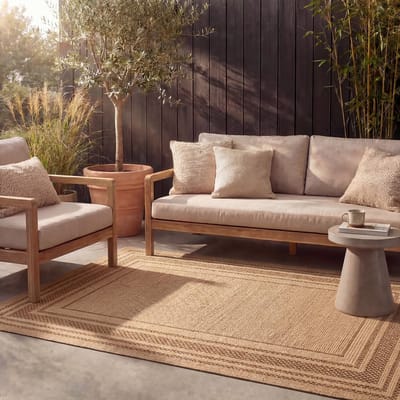 FRAAI Jute buitenkleed - Mavi Border Creme/Bruin - 120x170cm