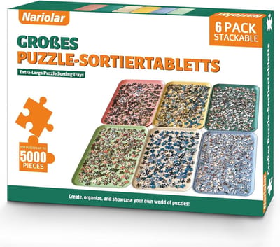 Thijox - Puzzelsorteerder 6 Stuks - Stapelbare Puzzelsorteerschalen - 43x30,5 cm - Voor 2000/3000/5000 Puzzelstukjes - Kleur- en Vormenorganisatie