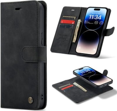 Casemania – Bookcase 2 – 1 – Geschikt voor Samsung A15 – Incl. Pasjeshouder-Zwart