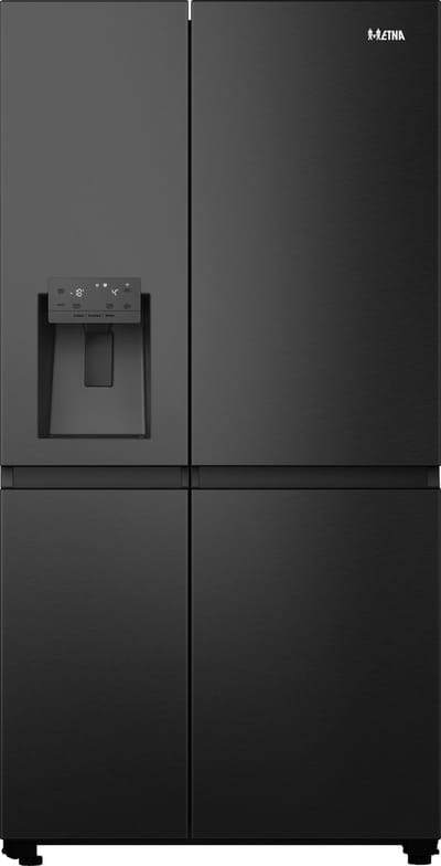 ETNA AKV879IZWA - Amerikaanse koelkast - Zwart - 179 cm - No-Frost - MultiFlow 360° - LED display en IJsdispenser voor ijsblokjes - Flessenrek