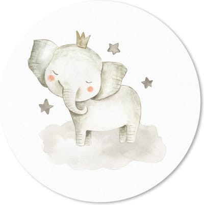 Muismat rond 20x20 cm - Mousepad Jungle - Olifant - Kroon - Ronde muismatten