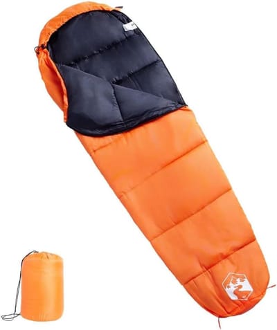 Mummieslaapzak Volwassenen - Kampeerslaapzak Outdoor - Kamperen en Reizen - Waterbestendig Polyester - 208 x 71 cm - Oranje Zwart