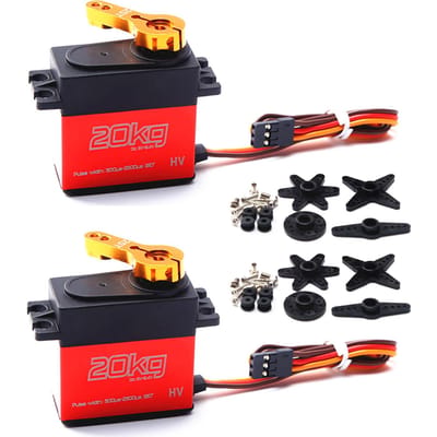 Digitale Servo 20kg Hoog Koppel 180 graden RVS Tandwiel Servo 2 stuks voor 1/8 1/10 RC Auto met 25T 2pcs