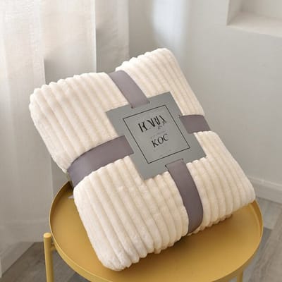 Without Lemon - Zachte Gestreept Creme Sprei - Deken - 180 x 200 cm - Cadeau tip - Kerstcadeau - Winter - Geschenk
