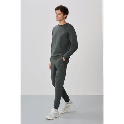 Heren Katoen-Polyester Fleece Sweatshirt en Broek Set
