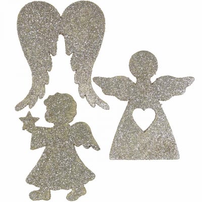 Strooidecoratie Kerstengel decoratie goud glitter H8cm 24 st, 24 Stück