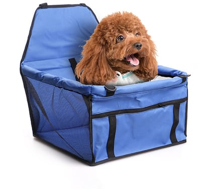 Jonyx - Opvouwbare hondenstoel - Reisstoel - Huisideren - Hondenmand - Autozitje - Honden en katten - Blauw - 40x30 cm