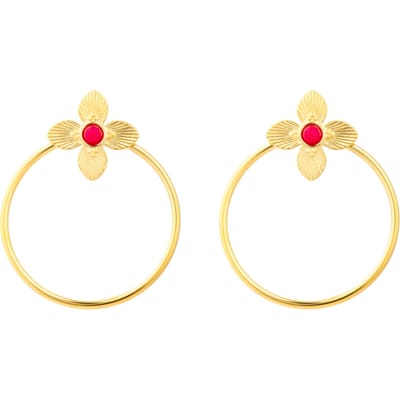 Luxenter Oorbellen met 18-karaats geelgouden afwerking en fuchsia lak - Uya