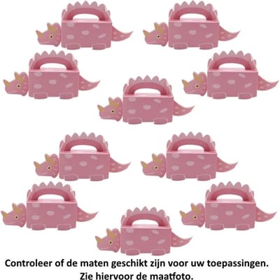 10 Stegosaurus Dinosaurus Doosjes - 10x roze - 8 x 4 x 3.7 cm - Karton - Traktatie - Verjaardag - Feestje - Cadeautje - Cookie - Snoep - Dinosaur - Dino