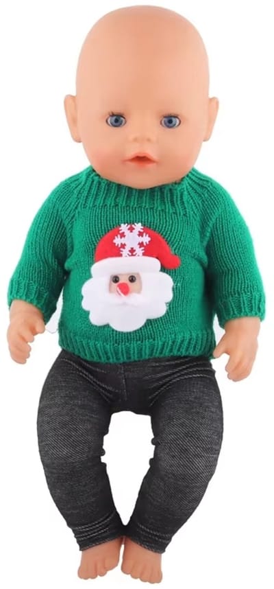 Kerstoutfit voor de pop - Kersttrui en Broek - Poppenkleertjes voor Pop 43 cm - Geschikt voor o.a. Baby Born