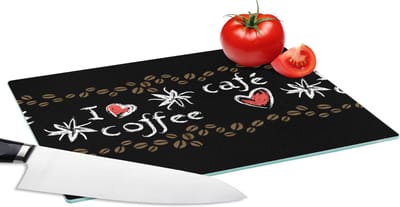 Glazen Snijplank - 28x20 - Koffie - Patronen - Love - Snijplanken Glas