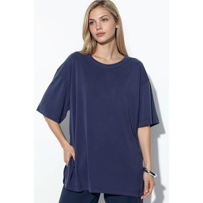 T-shirt met korte mouwen en slitsdetails op de ronde hals