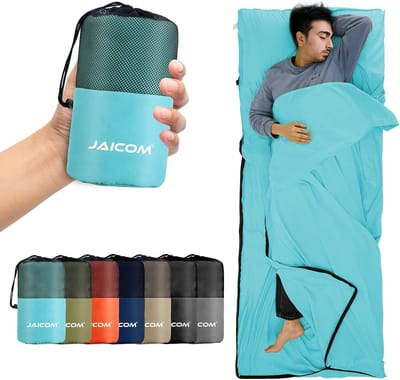 Slaapzak Voering - Reislaken - Kamperen Reizen - Tweeweg Ritssluiting - 220 x 90 cm - Gletsjer Blauw