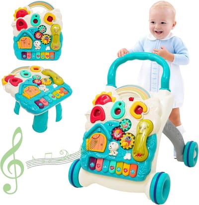 Multifunctionele Baby Walker 3-in-1 met Activiteitenpaneel voor Peuters